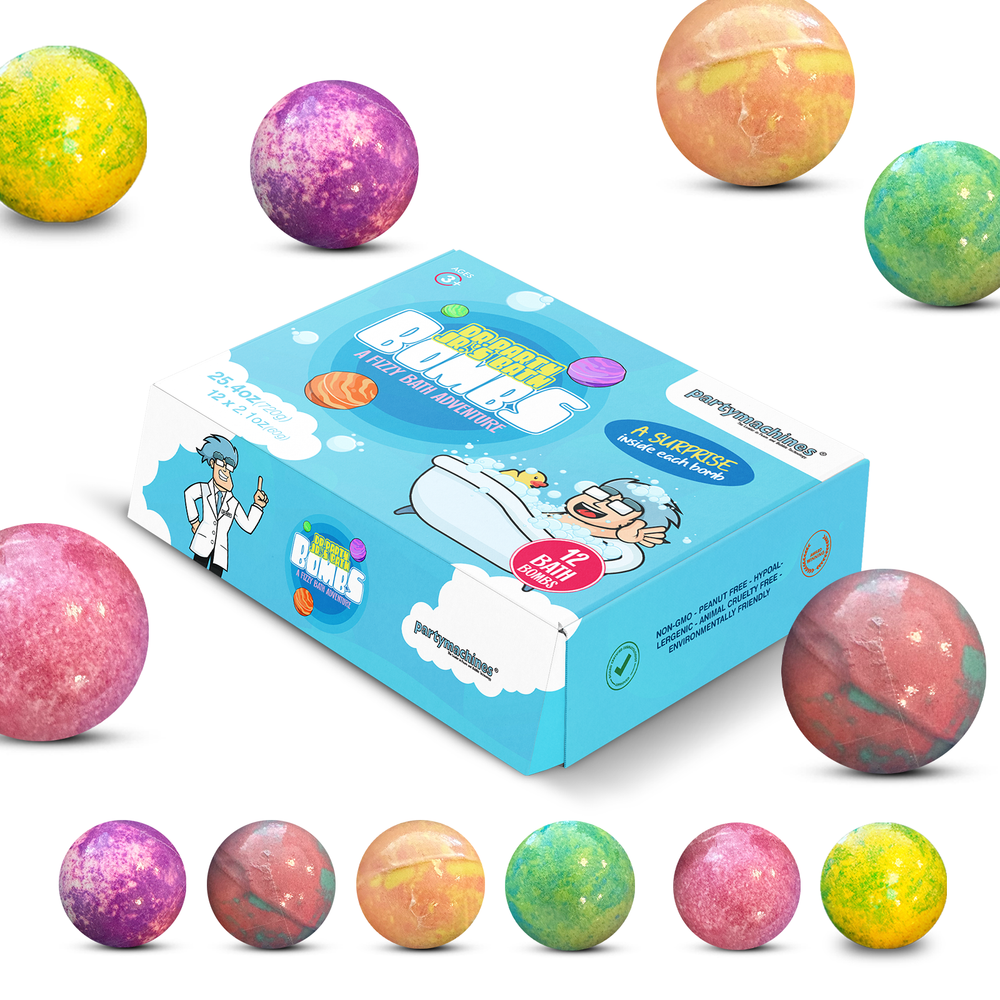 Bring joy and excitement to bath time with our great-smelling, colorful bath bombs, available in a pack of 12, perfect for making every bath a fizzy adventure.