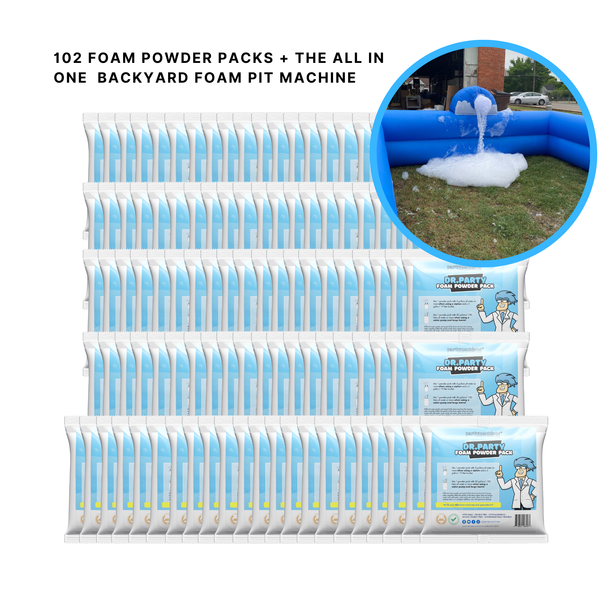 FOAM POWDER PACKS – 120 PACKS + All in 1 pit – Partymachines