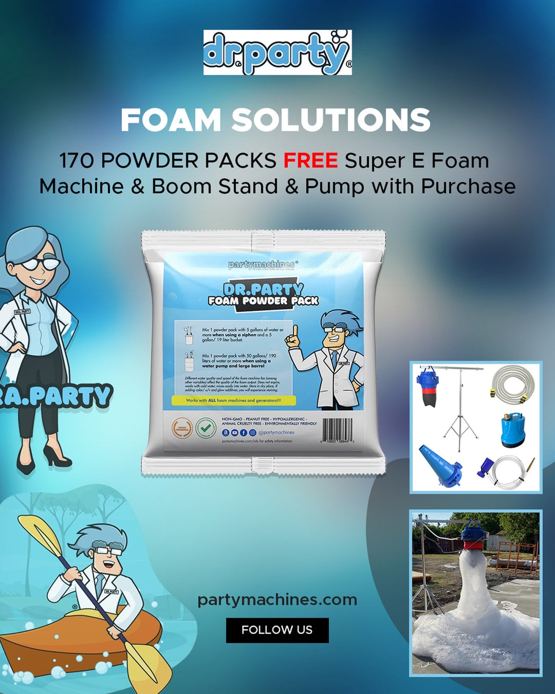 Dr.Party Foam Solution Powder – 10-Pack Makes 1000+ Gallons Of Foam