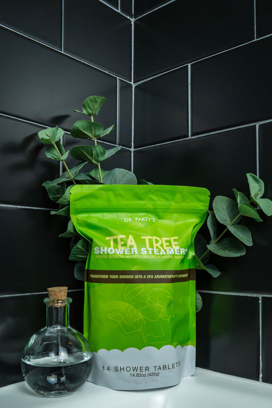 Basket filled with tea tree shower steamers, each providing a burst of spa-like freshness and a therapeutic scent to elevate your shower routine.