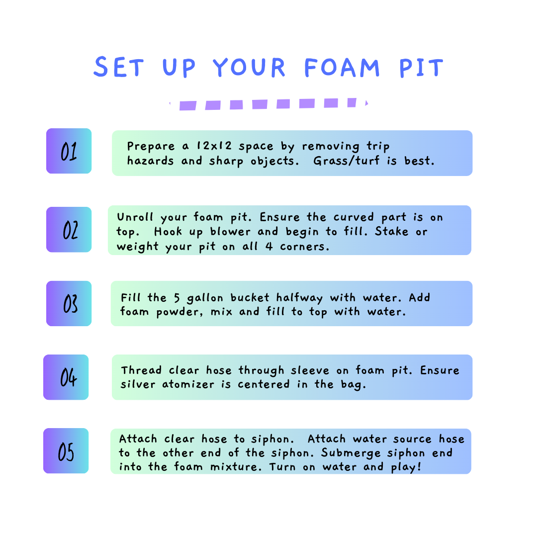 All in One Backyard Foam Pit - Machine not necessary(Comes with siphon, hose, & 6 Foam Powder Packs)