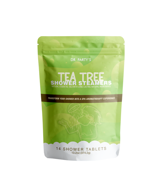 Pack of 14 tea tree scented shower steamers, releasing a refreshing and magical aroma that enhances your shower with a spa-like experience.