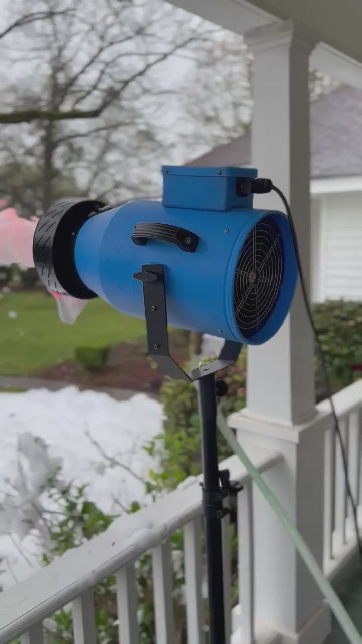 Video of a foam machine cannon and an LED light ring