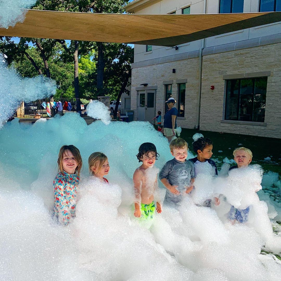 Kids love a foam party at the daycare